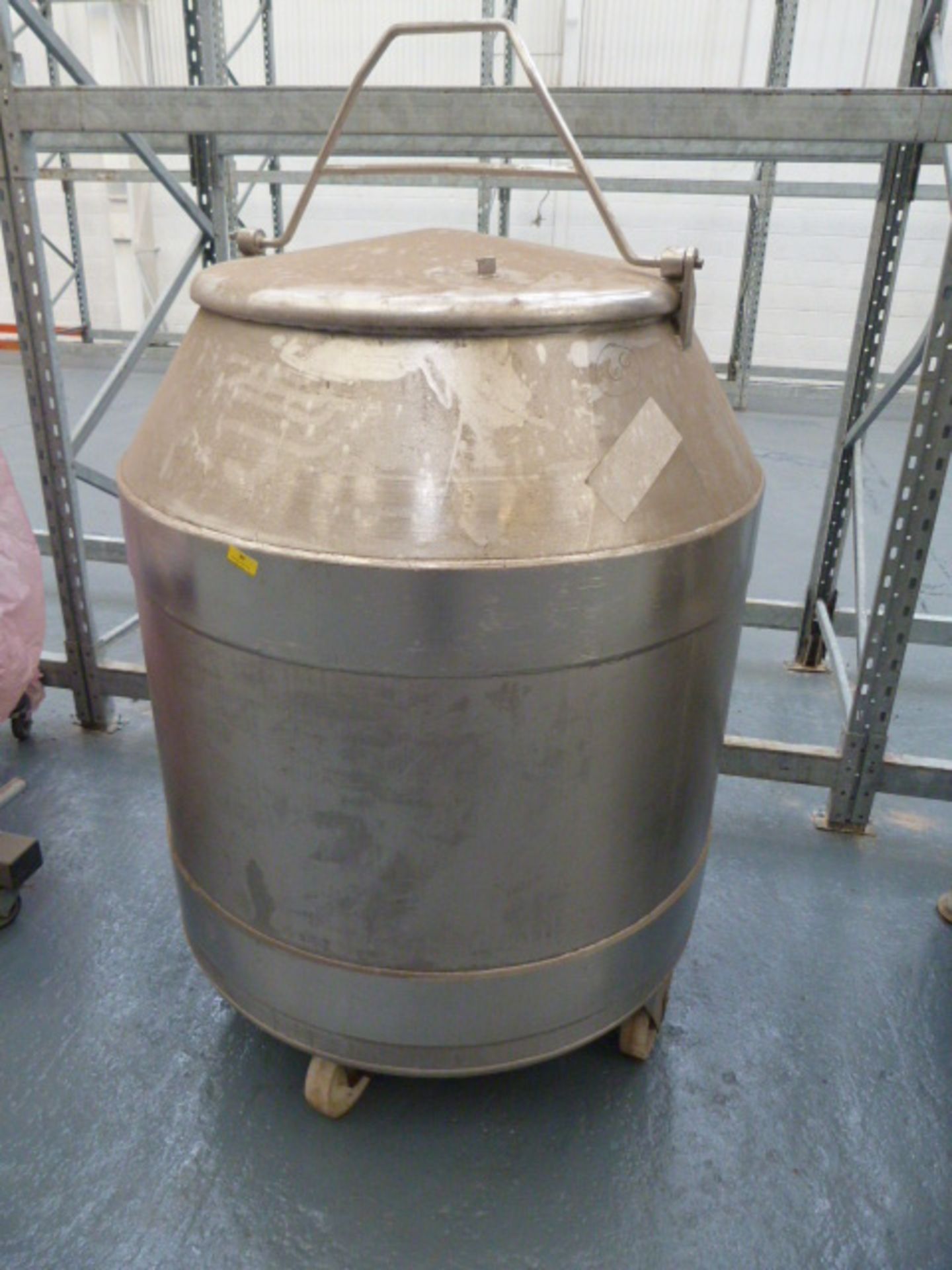 *Large Stainless Steel Lidded Vessel on Wheels