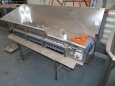 *1800x500mm Length of Powered Conveyor Mounted on Stainless Steel Frame with Splash Back and Hopper