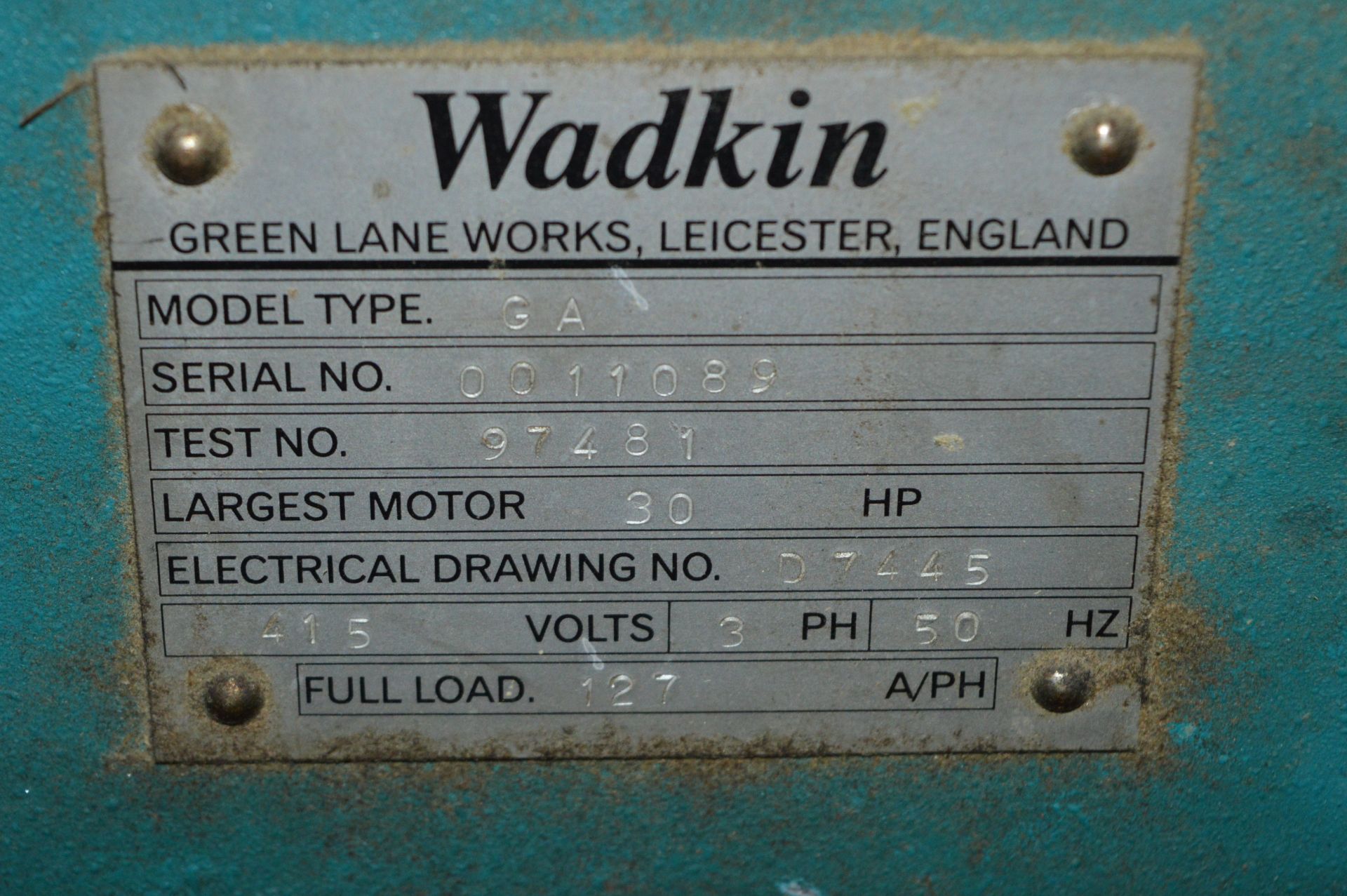 *Wadkin GA7 Moulder Serial No. 0011089 with Sound - Image 2 of 2