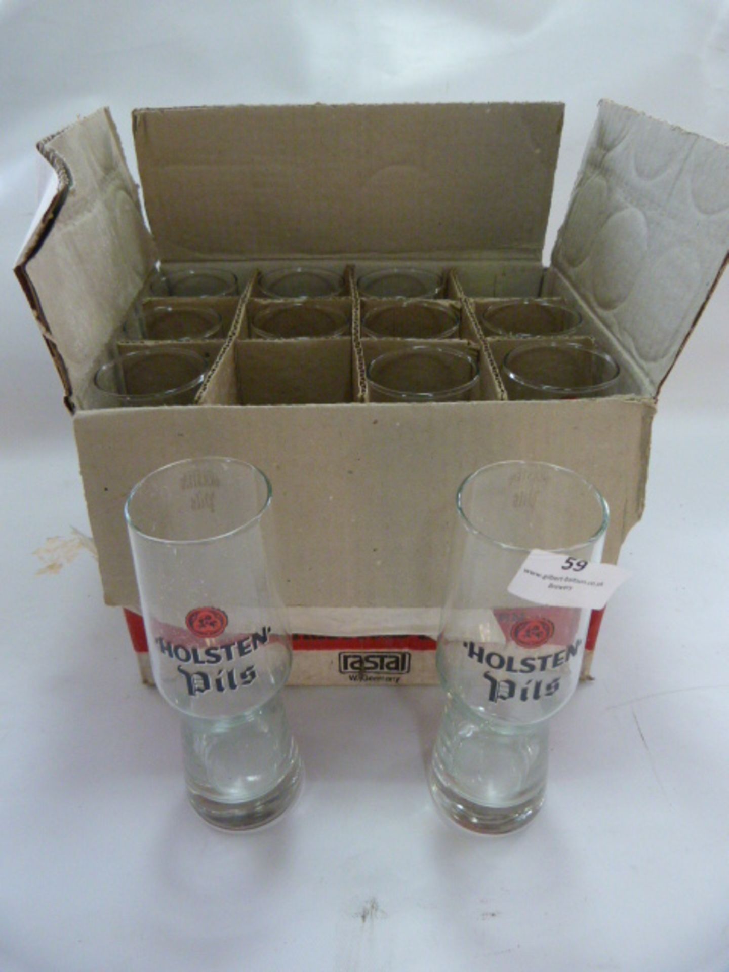 Box of Twelve Holsten Pils Half Pint Glasses