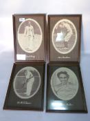 Four Framed Photo Prints; Fred Perry, Max Faulkner