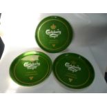 Three Carlsberg Lager Serving Trays