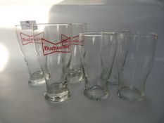 Three Budweiser Pint Glasses and Three Samuel Webs