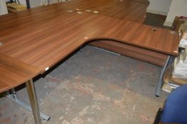 *L-Shape Desk in Cherry and Silver Finish 1800x180