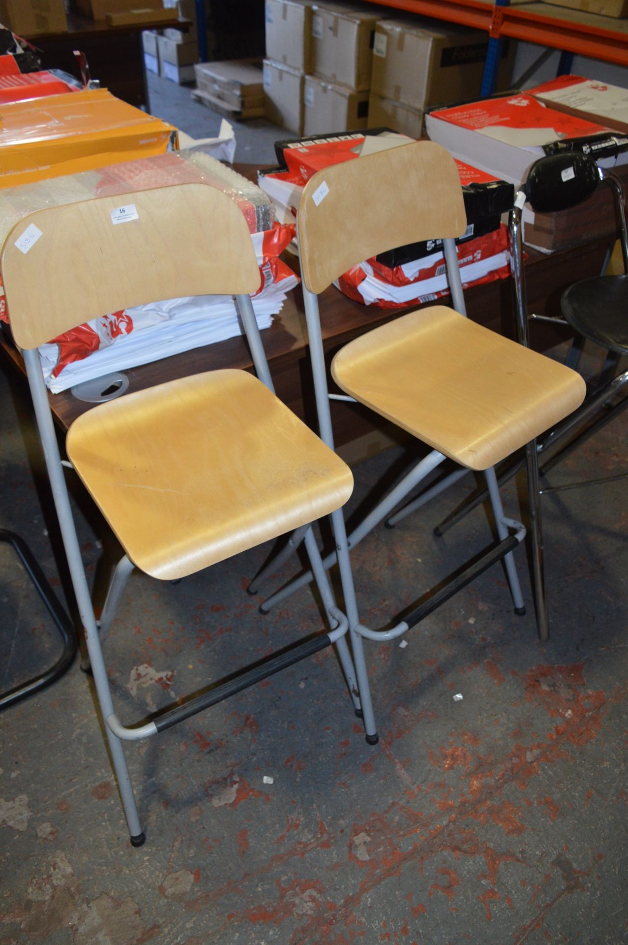 Pair of Tubular Framed Folding Bar Stools with Bee