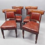 A set of four William IV mahogany dining chairs, each with a bar back, above a rectangular brown