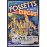 A Sir Robert Fossett's Marathon Jungle circus poster, for Taylor's paddock, Louth, featuring Captain