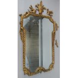 A giltwood and gesso rectangular wall mirror, applied with flowers, leaves, etc, (AF), 51cm x