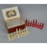 A late 19thC / early 20thC Oriental, bone chess set