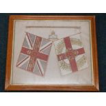 An late 19thC / early 20thC military related embroidered picture, for the South Staffordshire