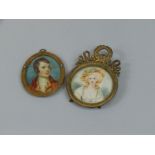 Two early 20thC Continental miniatures, each painted with a gentleman and a lady, within a gilt