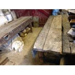 Two large wooden work benches This lot is for sale WITHOUT RESERVE. Viewing is by appointment with