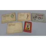 Cigarette cards in albums, two of film stars, two of football, and small 1950's football book 'Stars