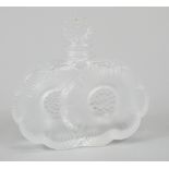 A Lalique frosted glass scent bottle, modelled with the Deux Fleurs design, engraved mark to