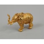 A 9ct gold elephant charm or pendant, in the brushed style, 11.2g all in.