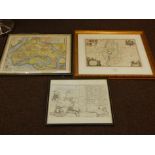 A hand coloured print of Nottinghamshire and Lincolnshire, and a reproduction map of Stepney etc. (