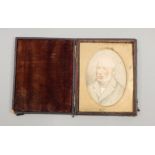 Early 19thC School. Portrait miniature with gentleman, watercolour, oval, image size 9cm x 6.5cm, in