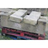 A quantity of limestone blocks, in various sizes.
