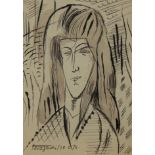 Jerzy Faczynski (1917-1994). Head and shoulders portrait of a lady, ink drawing, signed and dated