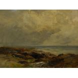 William Langley (1852-1922). Mussel picker - coastal scene, oil on canvas, signed, 39cm x 49cm