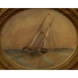 19thC British School. Sailing yacht at sea, watercolour, 23cm x 28cm