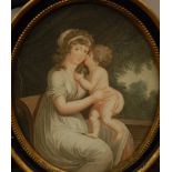 19thC coloured mezzotint. Material Love, Material Affection, 26cm x 21cm (2)