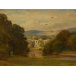 Alfred Elsworth (19th/20thC). Abbey in landscape, oil on board, signed and dated 1901, 22cm x 31cm