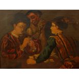 19thC Continental School. The card game, oil on canvas, 44cm x 51cm
