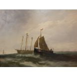 19thC British School. Sailing ships at sea, oil on board, 39.5cm x 49.5cm