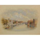 George Fall (c.1848-1925). York river scenes, watercolour, signed, a pair, 20cm x 27.5cm