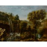 19thC British School. Derbyshire landscape - waterfall, oil on canvas, 42cm x 52cm