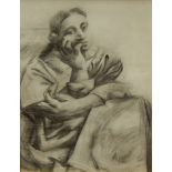 20th Century School. Figure study, pencil, 38cm x 28cm, and another work signed Filarskt (2)