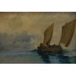 19thC British School. Sailing boat at sea, oil on canvas, signed, 53cm x 72cm Provenance: