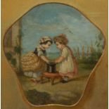 19thC Continental School. Children playing, oil on board, a pair, 22cm x 21cm