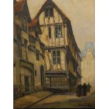 Fred J Kell (19th/20thC). Continental street scene, oil on canvas, signed, 45cm x 35cm