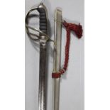 A British Army sword, 1821 pattern, probably late Victorian with a single fullered blade, of