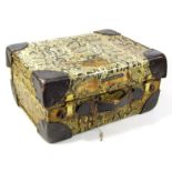 A Biba faux snakeskin travel case, of shaped rectangular outline, with studded leather corners and