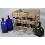 Various 19thC and later bottles, to include Bristol Blue style, other bottles, 23cm high, some set