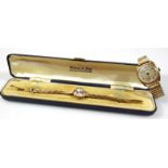 A ladies 9ct gold Accurist cocktail watch, the 2.5cm dia. dial with baton pointers and numerals,