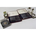 Various silver and effects, etc, to include a desk calendar with ellipse centre and (removable) date