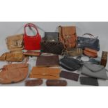 Various mid 20thC and later handbags, to include red leather finish with gilt trim, 27cm wide,