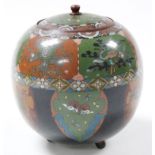 A Chinese late Qing period cloisonné vase and cover, the bulbous body and compressed lid smothered