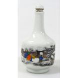 A Chinese porcelain snuff bottle, with cylindrical stem and plain domed stopper, the cream body