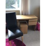 An IKEA dressing table and stool, and a faux leather high back chair, (3).