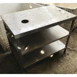 A stainless steel table