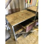 A steel framed work trolley.