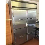 A steel stainless steel four drawer chiller cabinet.