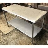 A stainless steel table