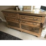 A late Victorian stripped satin walnut dresser base.