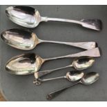 Three Georgian silver tablespoons and three other teaspoons, 7.45oz.(6).